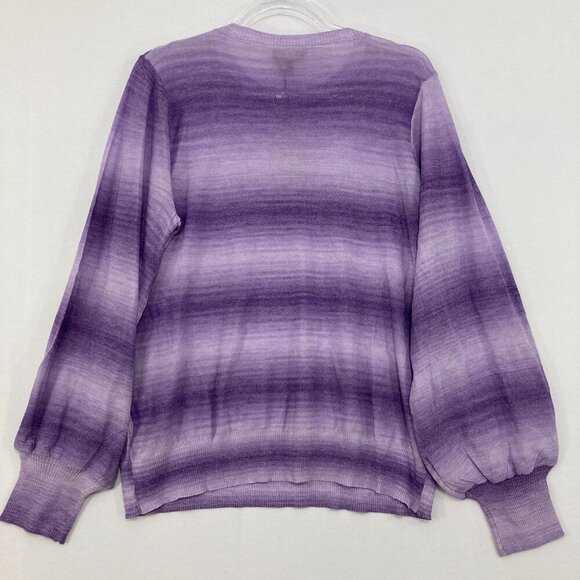 New DG2 Diane Gilman size XL Purple Crew Neck Puff Sleeve Light Knit Sweater - Picture 3 of 9